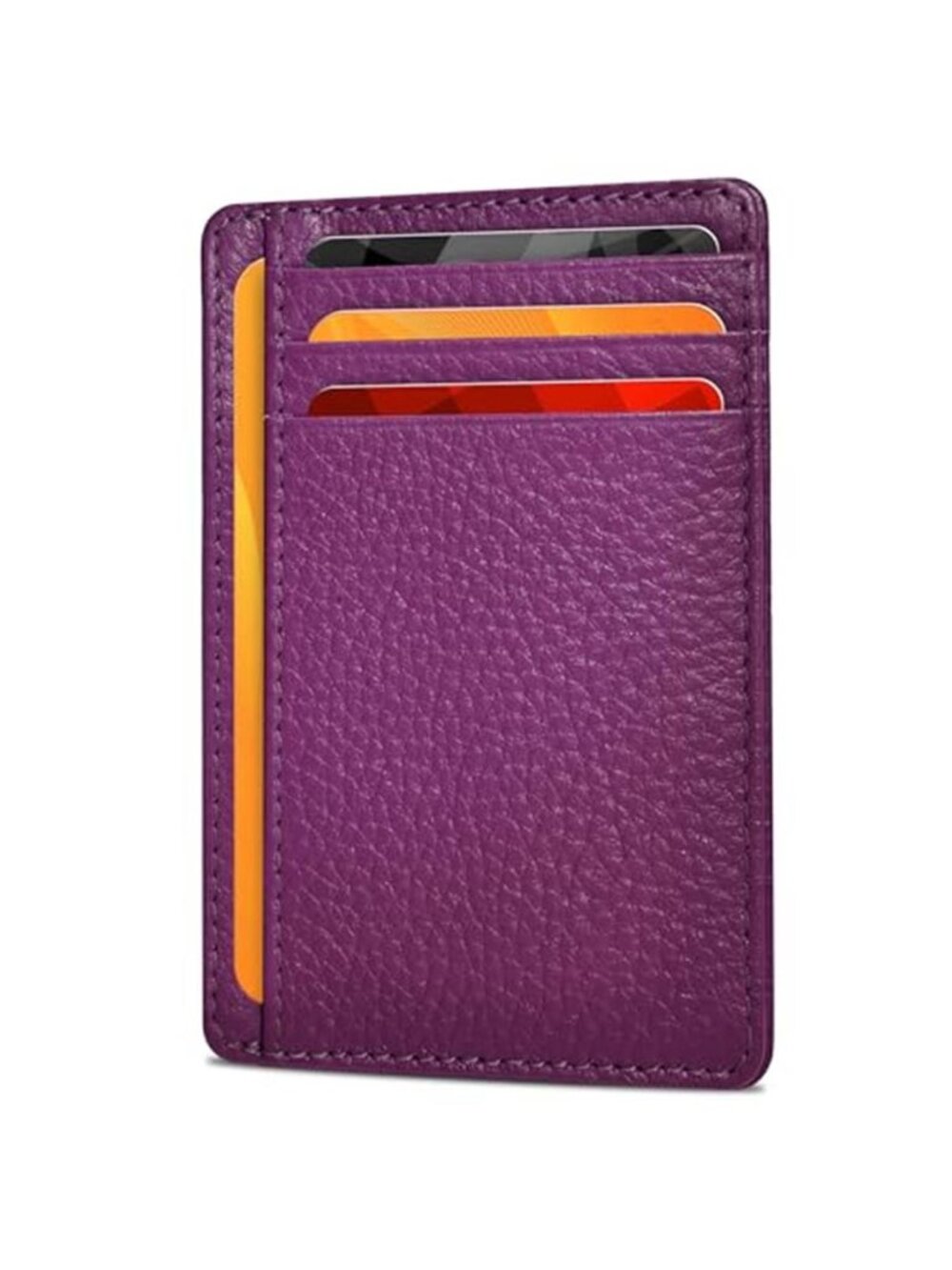 Minimalist RFID Leather Front Pocket Card Holder Wallet Fuchsia